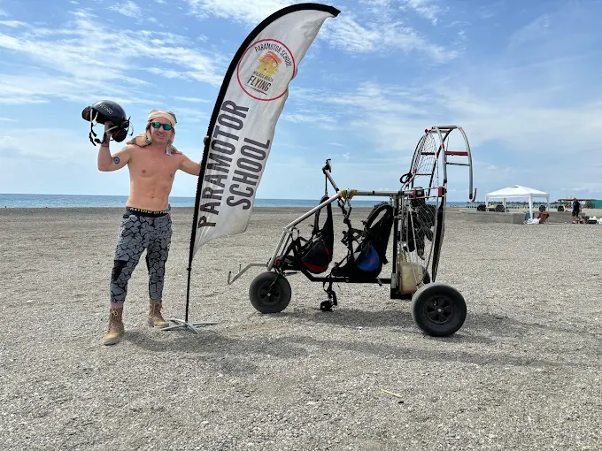 Martin, paramotor student on his first flight